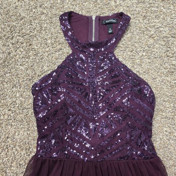 Junior's Speechless Geometric Sequin & Mesh Dress w/ Keyhole Back | Size 5 - Picture 3 of 11